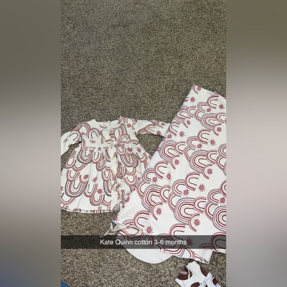 Kate Quinn Cream and Red Kids Casual Dress
